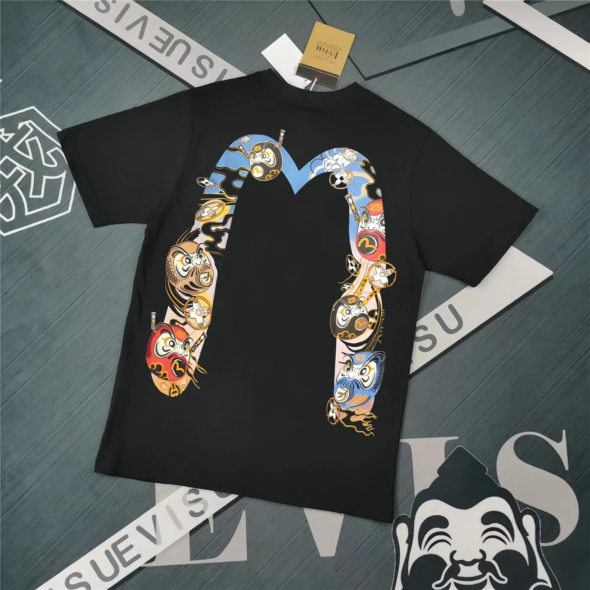 Evisu 2025New Arrival T ⚠ Quality⚠ Same Style T 。 ，Black S-XXL，White S-XXL，Gray M-XXL，Red S-XXL， Red M-XXL